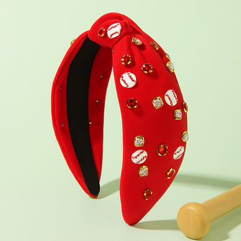 Red Play Ball Rhinestone Headband