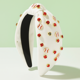 White Play Ball Rhinestone Headband