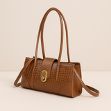Brown Crocodile Square Crossbody Bag