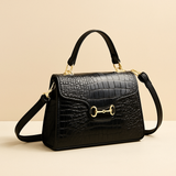 Black Crocodile Square Flip Cover Shoulder Bag