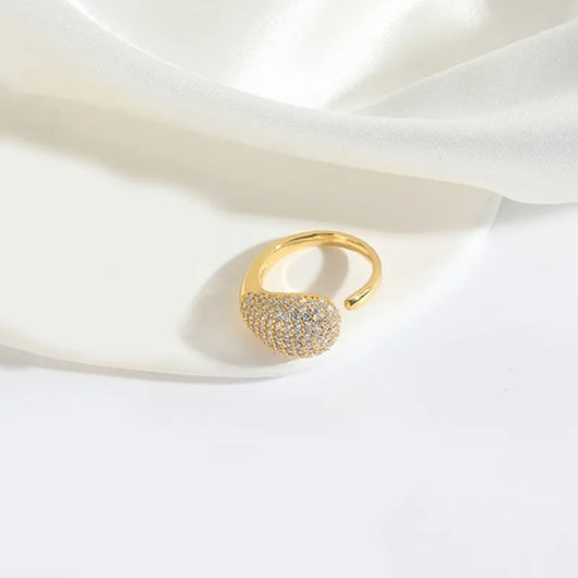 Rhinestone Water Droplets Open Ring