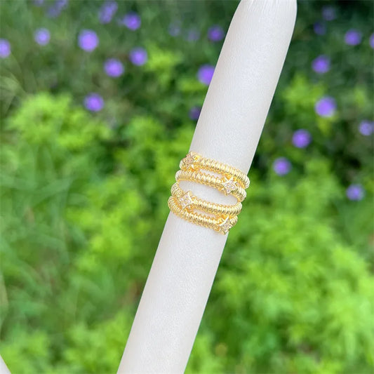 Rhinestone Stars Spiral Adjustable Ring
