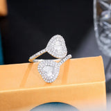 Rhinestone Heart Open Ring