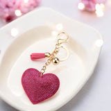 Hot Pink Heart Rhinestone Keychain