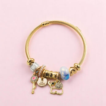 White Elephant and Charms Bangle