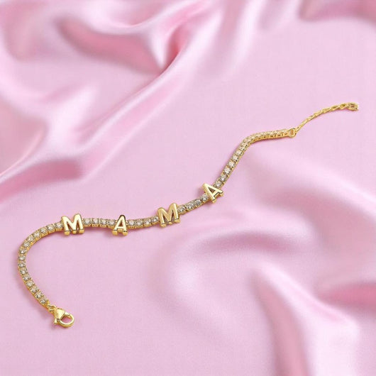 MAMA Rhinestone Adjustable Bracelet