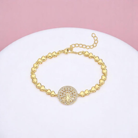 Heart Bracelet with a Tree of Life Mom Pendant