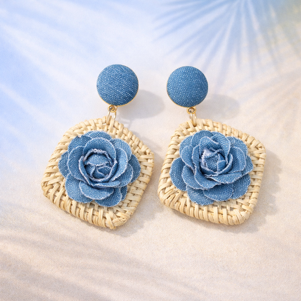 Island Denim Rose Earrings