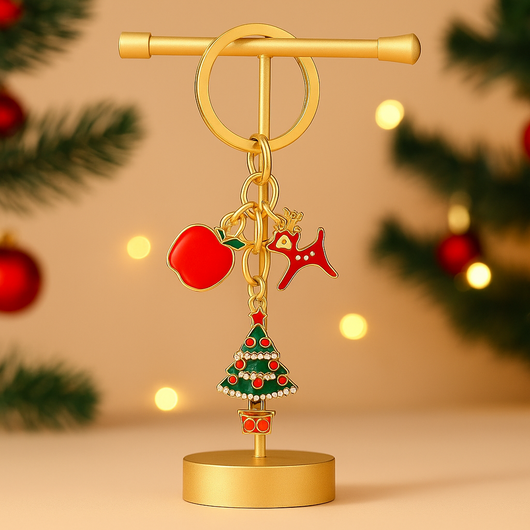 Merry Christmas Light Green Tree Keychain