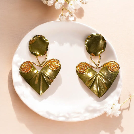 Heart Drop Statement Plated Earring