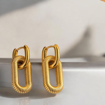 Oval Plated Two Ways Drop Earring