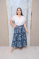 Jacquard Denim Maxi Skirt