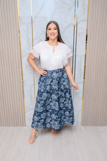 White Polka Dots Ruffle Sleeves Top