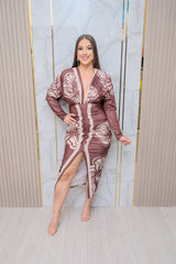 Cherry Brown Printed Bodycon Dress