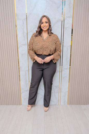 Animal Print Long Sleeve Blouse