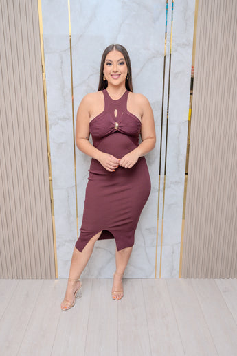 Burgundy Sleeveless Bodycon Dress