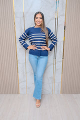 Navy Stripes Crewneck Sweater