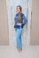 Navy Stripes Crewneck Sweater