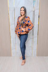 Brown Polka Dots Peplum Blouse