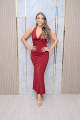 Burgundy Cowl Neck Maxi Dress