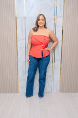 Red Strapless Crop Top