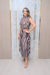 Dark Chocolate Stripes Midi Dress