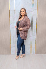 Brown Mix Mesh Print Cardigan