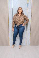 Brown Animal Print Top