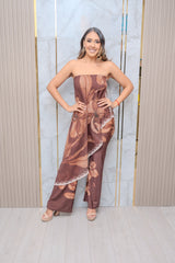 Brown Draped Chiffon Jumper