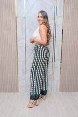 Green Printed Wide Leg Pants