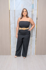 Black Strapless Belted Jumper