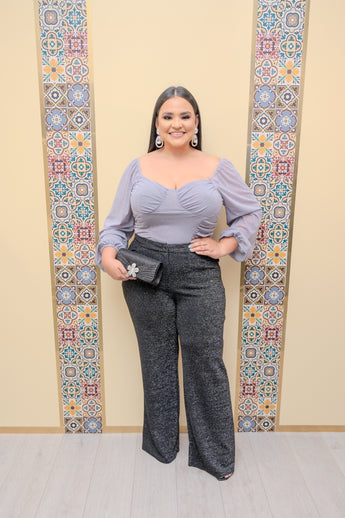 Silver Glitter Ruched Top