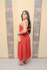Rust Smocked Maxi Dress