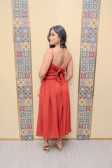 Rust Smocked Maxi Dress