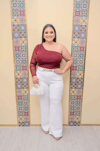 Ivory Belted Pants
