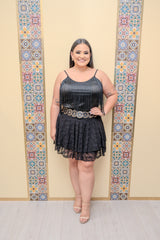 Black Fringe Detail Top