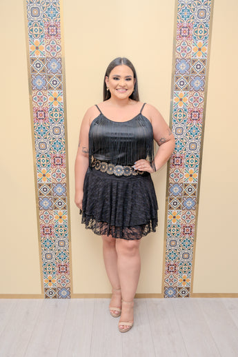 Black Fringe Detail Top