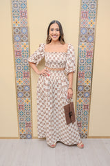 Cream Off Shoulder Top and Skirt Set