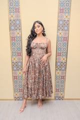 Brown Floral Maxi Dress