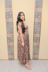 Brown Floral Maxi Dress