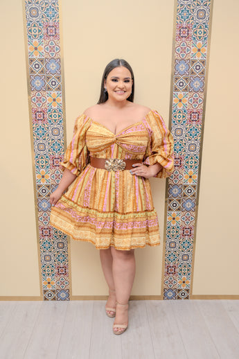 Brown/Lavender Floral Mini Dress