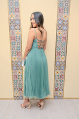 Mint Tulle and Satin Midi Dress