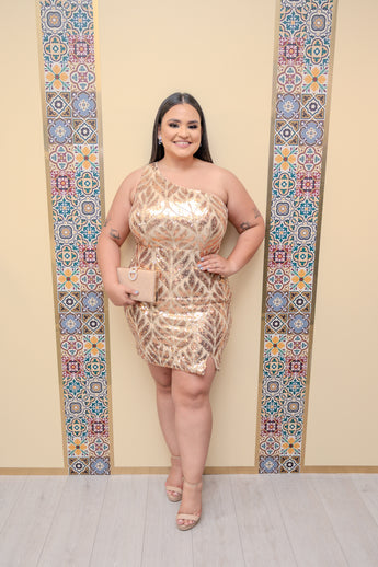 Gold Sequin One Shoulder Dress