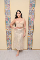 Gold Sequin Mermaid Midi Skirt