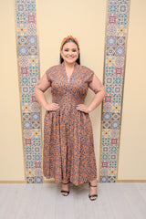 Mocha/Caramel Front Zipper Dress