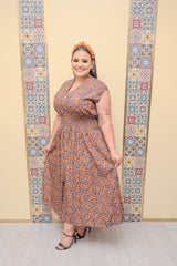 Mocha/Caramel Front Zipper Dress