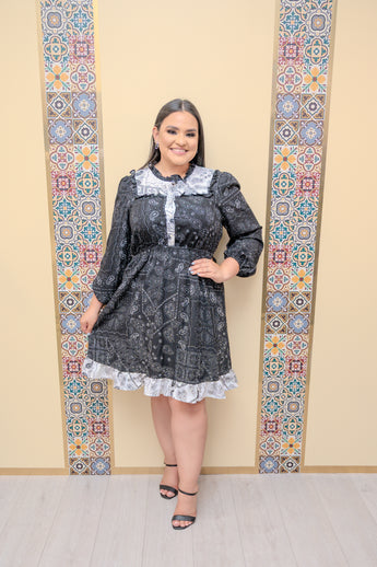 Black Ruffle Trim Dress