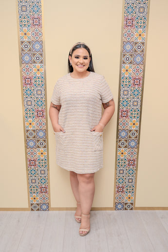 Oat Tweed Short Sleeve Dress