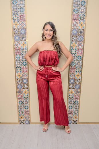 Burgundy Top and Pant Set