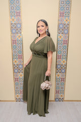 Olive Chiffon Maxi Dress